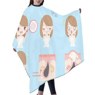 Personality  Cartoon Woman With Face Oil Hair Cutting Cape