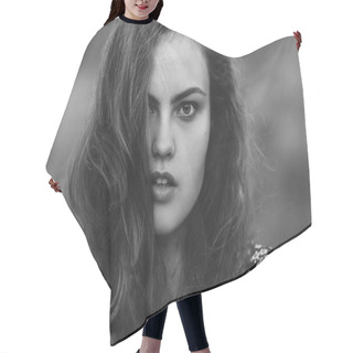 Personality  Close Up Fine Art Portrait Of A Beautiful Girl Hair Cutting Cape