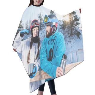 Personality  Snowboarders Drinking Tea  Hair Cutting Cape