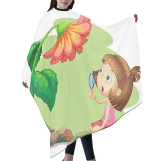 Personality  A Girl Holding A Magnifying Glass Under A Flower Hair Cutting Cape