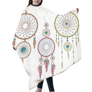 Personality  Vector Set Of Dream Catchers. Hair Cutting Cape
