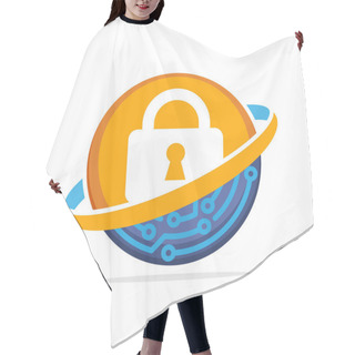 Personality  Illustration Icon With The Concept Of A Digital Security Management System Hair Cutting Cape