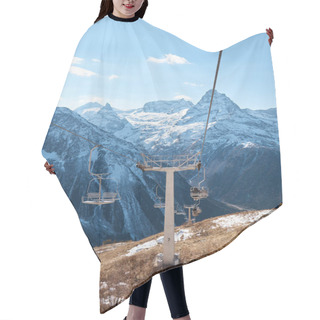 Personality  Dombay, Alps, Chairlift, Ski Lift, First Snow In The Mountains, Sun And Good Weather, Winter Ski Season Hair Cutting Cape