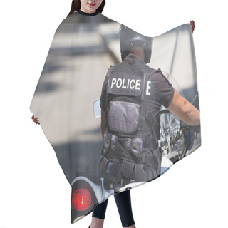 Personality  Police Officer On Police Bike, Motorcycle Hair Cutting Cape