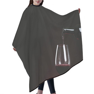 Personality  Pouring Wine From Bottle Into Glass On Dark Background, Space For Text Hair Cutting Cape