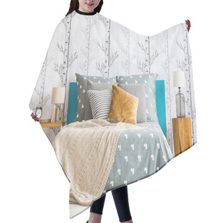 Personality  Bed Against Forest Motif Wallpaper Hair Cutting Cape