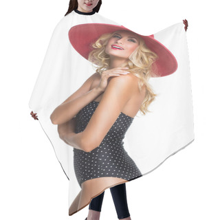 Personality  Girl In Swinsuit And Summer Hat Hair Cutting Cape