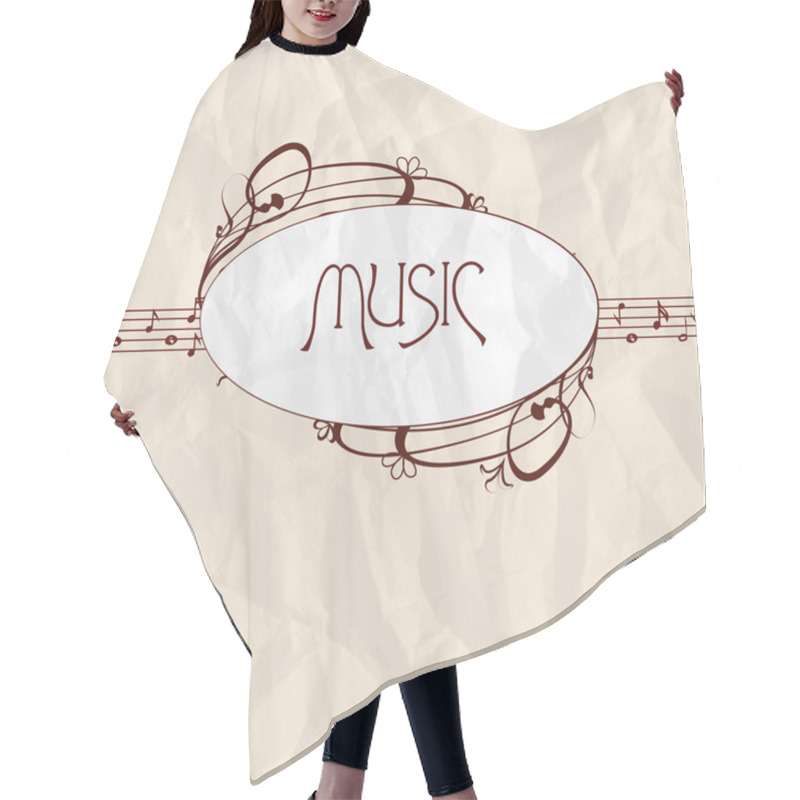 Personality  Vintage music label vector illustration   hair cutting cape