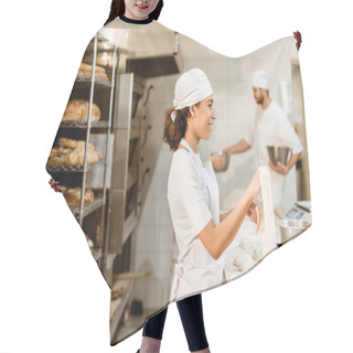 Personality  Female African American Baker Kneading Dough At Baking Manufacture Hair Cutting Cape