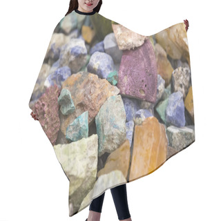 Personality  Detail Of The Pile Of Raw Precious Stones Hair Cutting Cape