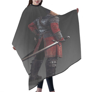 Personality  CGI Illustration Of Fantasy Male Hunter In Leather Armor With Sword Hair Cutting Cape