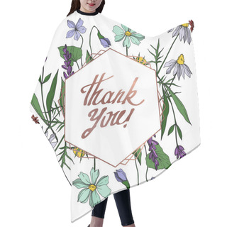 Personality  Vector Wildflower Floral Botanical Flowers. Black And White Engraved Ink Art. Frame Border Ornament Square. Hair Cutting Cape
