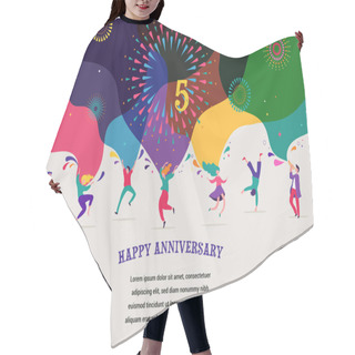 Personality  Anniversary Celebration. Happy People Dancing, Playing Music, Celebrating. Vector Illustration, Banner, Poster Hair Cutting Cape