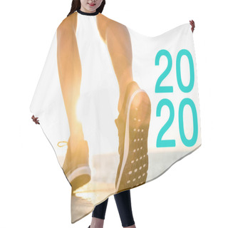 Personality  Cropped View Of Runner In Sneakers Near 2020 Lettering In Sunshine Hair Cutting Cape