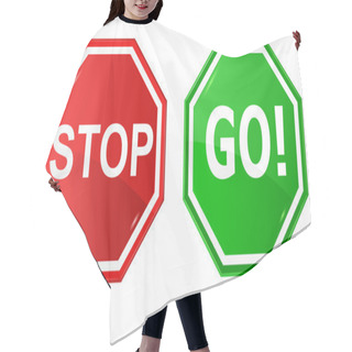 Personality  Vector Illustration Of Sign : Stop And Go. Hair Cutting Cape
