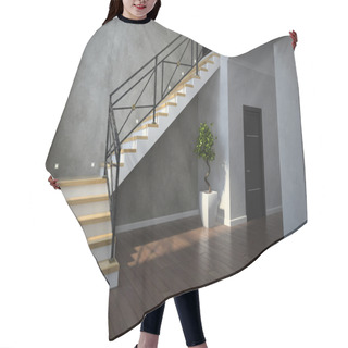 Personality  Part Of The Classical Interior, Staircase View With Plant And Do Hair Cutting Cape