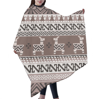 Personality  Peruvian Inca Style Knitting Fabric Pattern, Llama, Guanaco Ornament Hair Cutting Cape