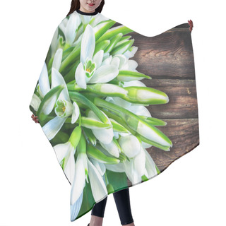 Personality  Snowdrops On Wooden Background Hair Cutting Cape