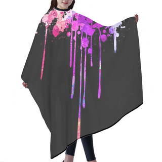Personality  Bright Rainbow Vector   Watercolor  Splash On Black  Hair Cutting Cape