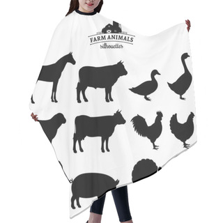 Personality  Vector Farm Animals Silhouettes Isolated On White Hair Cutting Cape