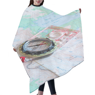 Personality  Compass And A Topographic Map Hair Cutting Cape