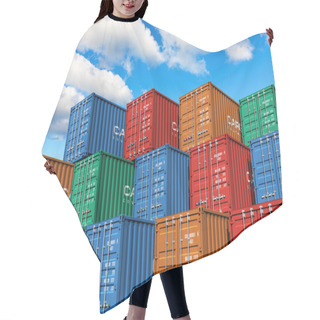 Personality  Stacked Cargo Containers In Port Hair Cutting Cape
