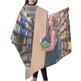 Personality  Redhead Schoolgirl In Library Hair Cutting Cape