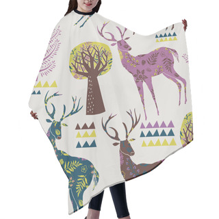 Personality  Colorful Forest With Deers Deco Tile Hair Cutting Cape