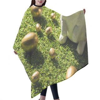 Personality  Golden Easter Eggs And Decorative Rabbit On Green Grass Surface Hair Cutting Cape