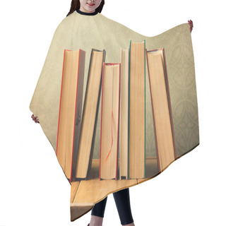 Personality  Vintage Books On Wooden Table Hair Cutting Cape