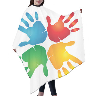 Personality  Teamwork Hands Around Colorful Logo Hair Cutting Cape