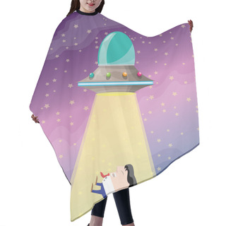 Personality  Vector Sleeping Businessman Abducted By UFO. Hair Cutting Cape