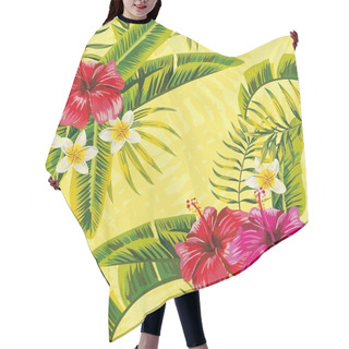 Personality  Hibiscus Tropic Leaves Plumeria Pattern Hair Cutting Cape