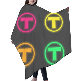 Personality  Boston Metro Logo Four Color Glowing Neon Vector Icon Hair Cutting Cape