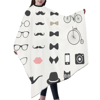 Personality  Hipster Retro Vintage Icon Set Hair Cutting Cape