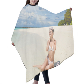 Personality  Woman With Snorkeling Outfit Hair Cutting Cape