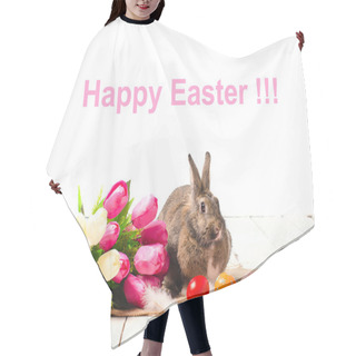 Personality  Easter Bunny And Eggs On Wooden Floor Hair Cutting Cape