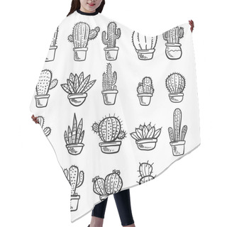 Personality  Cacti And Succulents Isolated On White Background Hair Cutting Cape