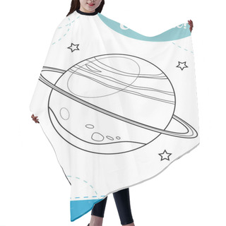 Personality  Coloring Page For Kids With Colorful Cartoon Uranus Planet. A Printable Worksheet, Vector Illustration. Hair Cutting Cape