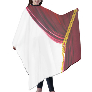 Personality  A Red Curtain Folded And A White Background. Hair Cutting Cape
