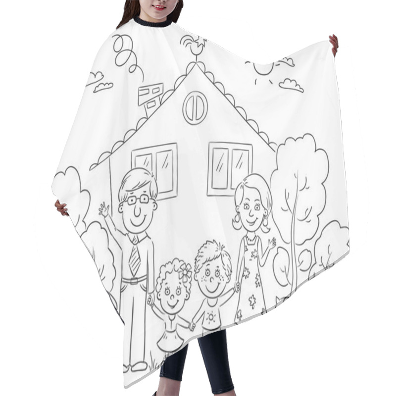 Personality  Family at the House, Outline hair cutting cape