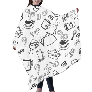 Personality  Tea And Coffee  Seamless Background. Hair Cutting Cape