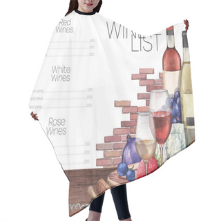Personality  Watercolor Wine Glasses And Bottles Decorated With Delicious Food Hair Cutting Cape