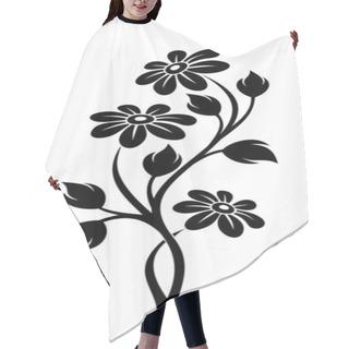 Personality  Black Silhouette Of Branch With Flowers. Vector Illustration. Hair Cutting Cape