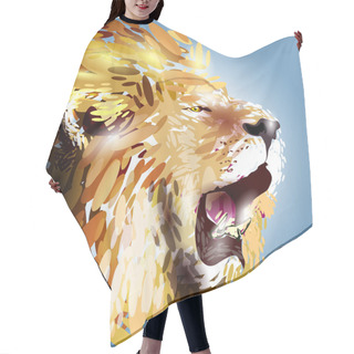 Personality  Vector Illustration Of A Lion's Head Hair Cutting Cape