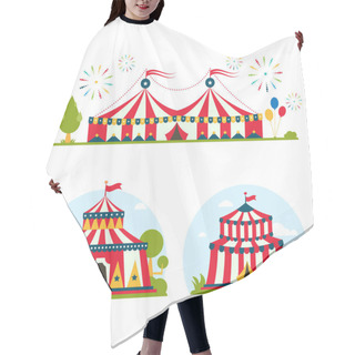 Personality  Circus Show Entertainment Tent Marquee Marquee Outdoor Festival With Stripes And Flags Isolated Carnival Signs Hair Cutting Cape