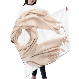 Personality  Soft Beige Scarf Isolated White, Top View Hair Cutting Cape