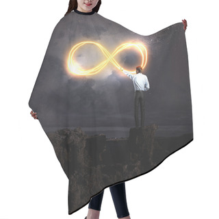 Personality  Image Of Businessman Drawing Infinity Sign In The Sky Hair Cutting Cape