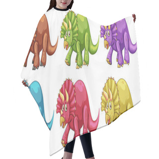 Personality  Set Of Triceratops Dinosaur Cartoon Character Illustration Hair Cutting Cape