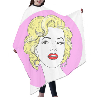Personality  MARCH 1, 2017: A Vector Illustration Of A Portrait Of Marilyn Monroe. Cartoon Portrait Isolated, Vector Editorial. Hair Cutting Cape